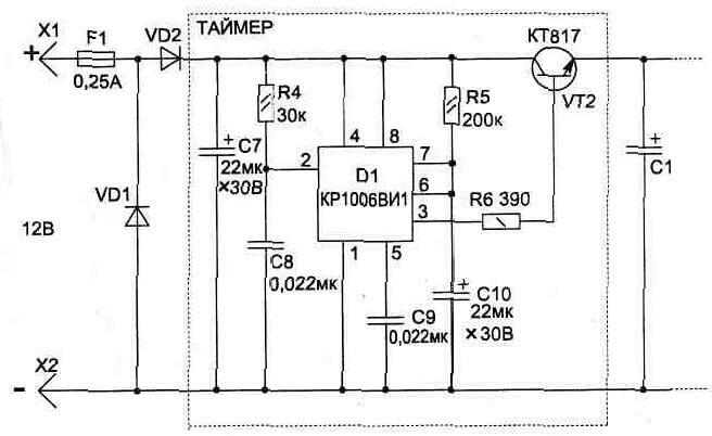 Электрическая схема таймера